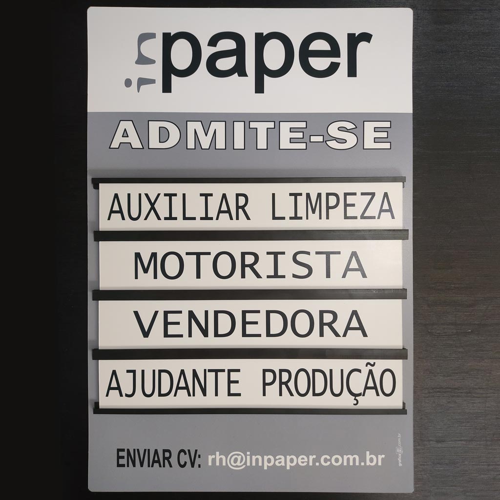 In Paper – placa admite-se