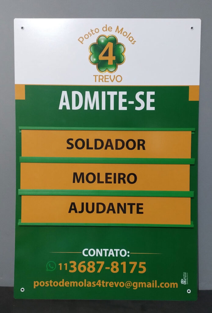 Posto de molas 4 trevos placa admite-se