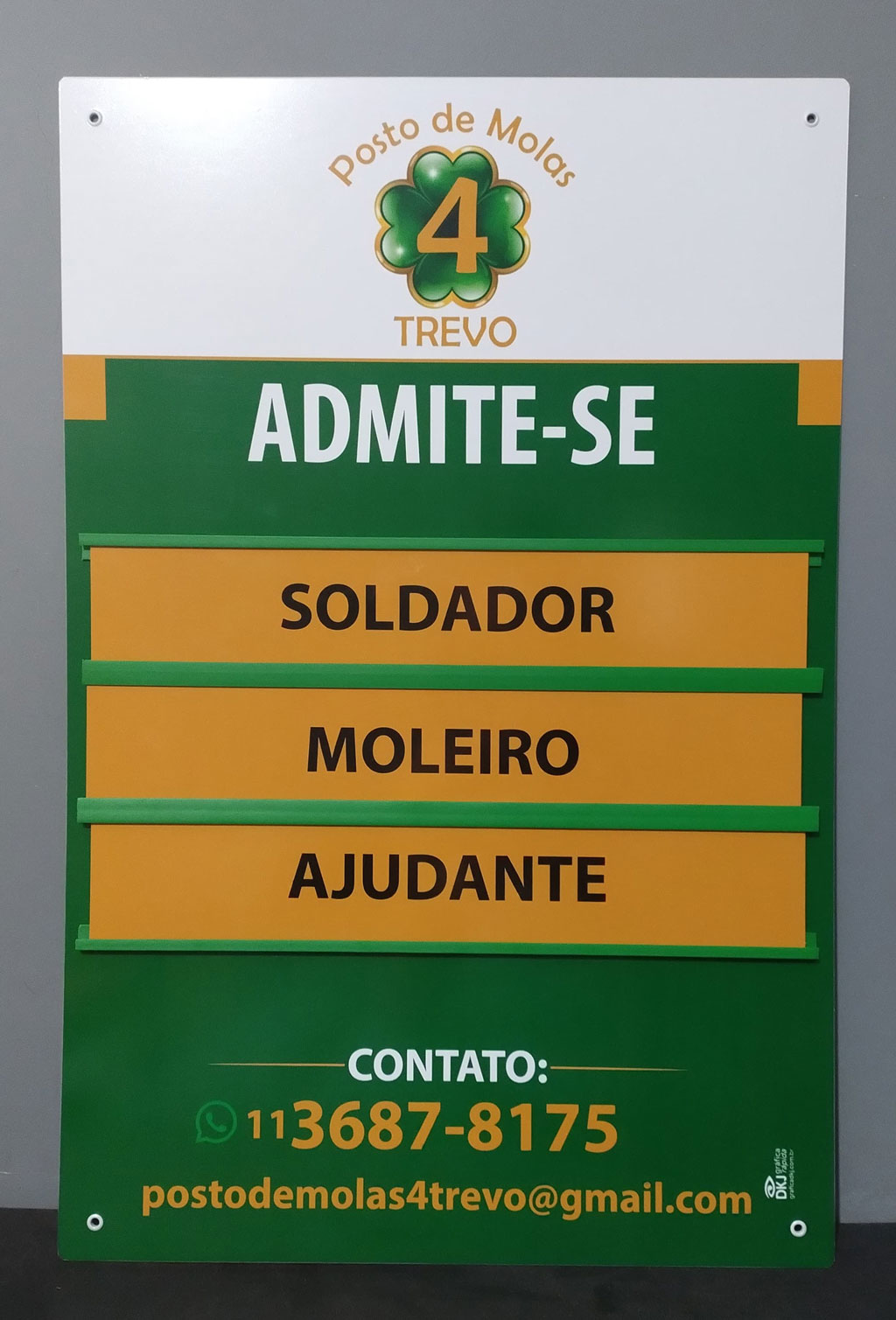 Posto de molas 4 trevos – placa admite-se